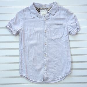 Denim & Flower Cream Short Sleeve Button-Down Shirt